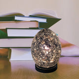 Black Crackle Mosaic Glass Egg Lamp 200mm