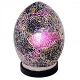 Britalia 880450 Purple Crackle Mosaic Glass Vintage Egg Table Lamp 20cm