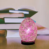 Pink Rose Crackle Mosaic Glass Egg Lamp 200mm