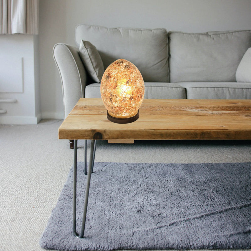 Yellow Crackle Glass Mosaic Egg 20cm | Vintage Retro