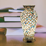 Blue Tile Glass Mosaic Vase 38cm | Vintage Retro