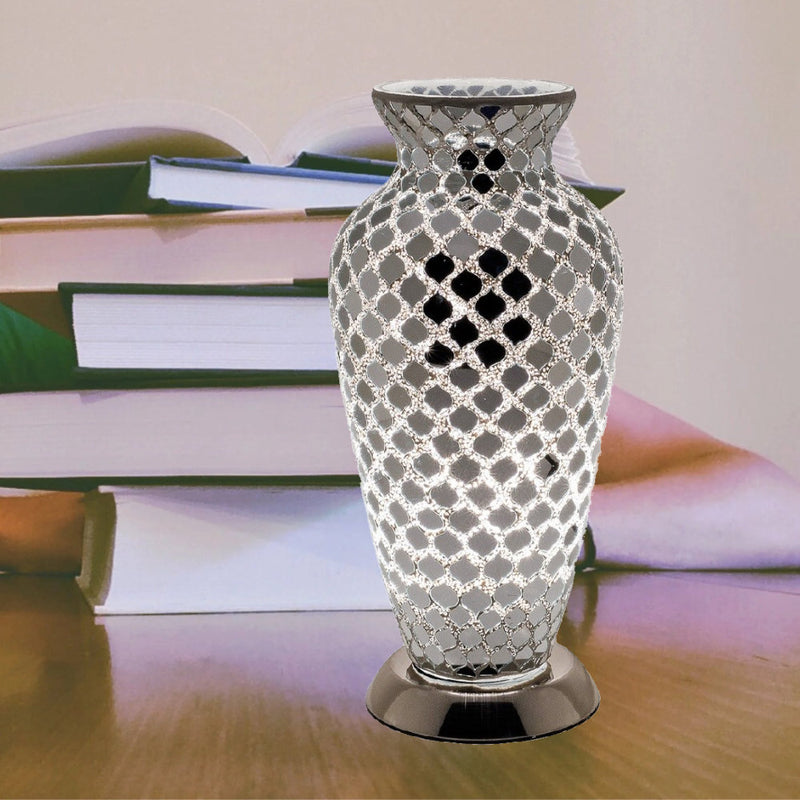 Mirrored Tile Glass Mosaic Vase 38cm | Vintage Retro