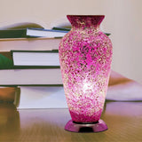 Pink Rose Crackle Glass Mosaic Vase 38cm | Vintage Retro