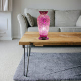 Pink Rose Crackle Mosaic Glass Vase Lamp 300mm