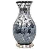 Black Art Deco Mirrored Mosaic Glass Vintage Vase Table Lamp 35cm