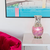 Purple Art Deco Mirror Mosaic Glass Vase Lamp 350mm