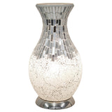 White Art Deco Mirrored Mosaic Glass Vintage Vase Table Lamp 35cm