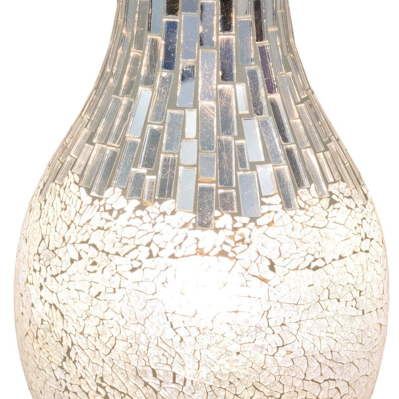 Pearl White Art Deco Mirror Glass Mosaic Vase 35cm | Vintage Retro