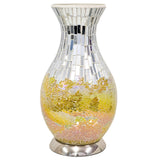Yellow Art Deco Mirrored Mosaic Glass Vintage Vase Table Lamp 35cm