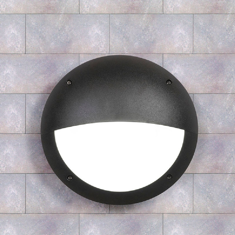 Black Outdoor Coastal Eyelid Round Bulkhead Wall Light