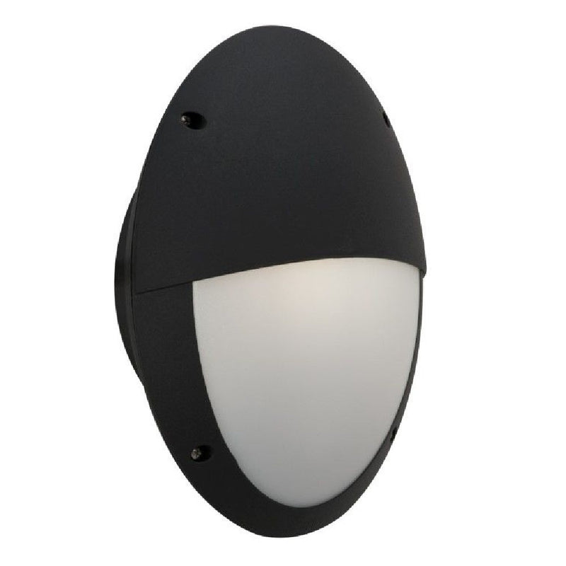Black Outdoor Coastal Oval Vertical Eyelid Bulkhead Wall Light