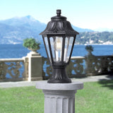 Black Outdoor Coastal Coach Lantern Pedestal Light
