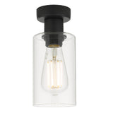 DAR MIU0122 Miu Matt Black & Clear Cylinder Glass Flush Light 10cm