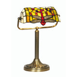 Oaks OT 1485/BL TL Dragonfly Tiffany Glass Vintage Bankers Table Lamp 39cm
