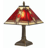 Oaks OT 2408/9 TL Aztec Tiffany Glass Vintage Table Lamp 33cm