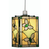 Oaks OT 26 GR Green Butterfly Tiffany Glass Vintage Non Electric Square Pendant 15cm