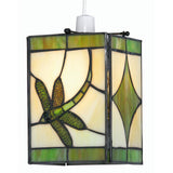 Oaks OT 27 GR Green Dragonfly Tiffany Glass Vintage Non Electric Square Pendant 15cm