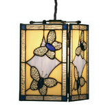 Blue Butterfly Stained Glass Retro Square Ceiling Shade