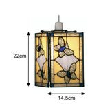 Art Deco Tiffany Glass Blue Butterfly Square Lampshade