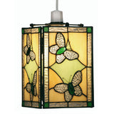 Green Butterfly Tiffany Glass Vintage Easy Fit Square Pendant 15cm
