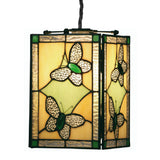 Green Butterfly Stained Glass Retro Square Ceiling Shade