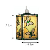 Art Deco Tiffany Glass Green Butterfly Square Lampshade