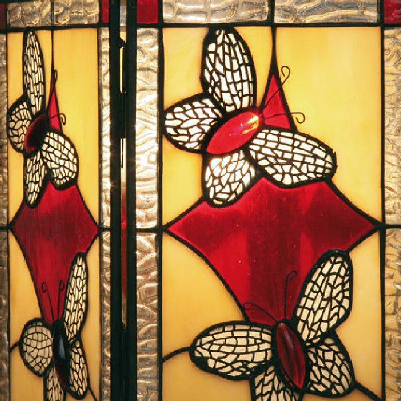 Red Butterflies Tiffany Glass Rectangle Ceiling Shade