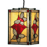 Red Butterfly Stained Glass Retro Square Ceiling Shade
