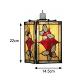 Art Deco Tiffany Glass Red Butterfly Square Lampshade