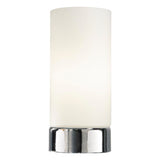 DAR OWE4050 Owen Polished Chrome & Opal Glass CylinderTouch Table Lamp