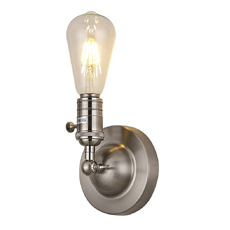 Satin Nickel Vintage Retro Switched Wall Light Bracket