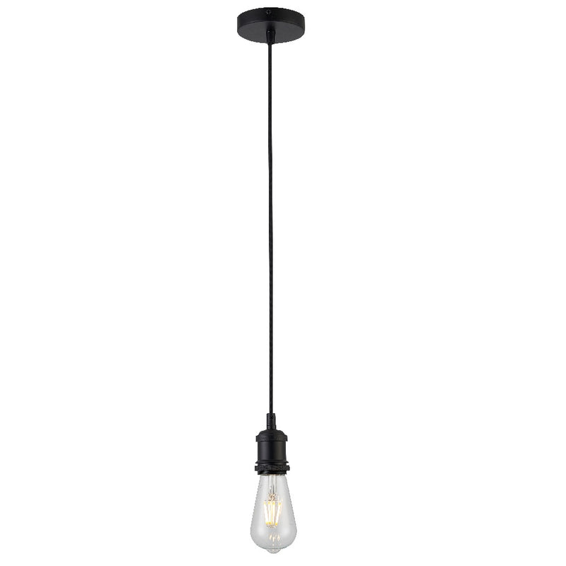 Matt Black Vintage Retro Round Cable Ceiling Flex Lamp Holder