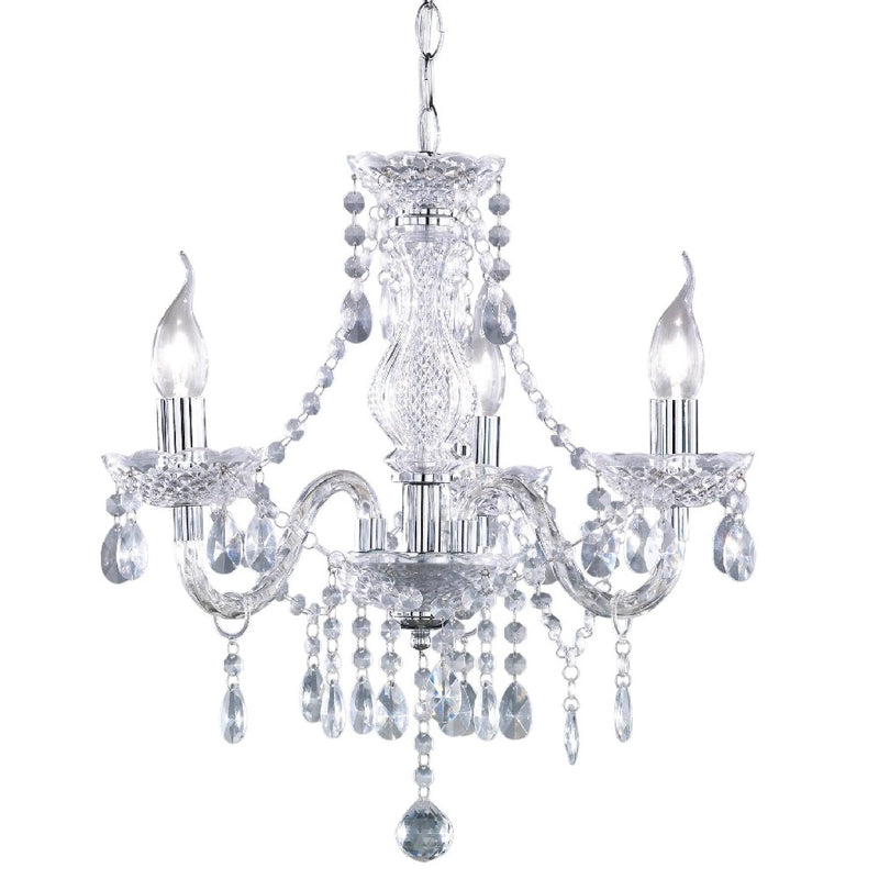 Chrome & Crystal Traditional 3 Lamp Pendant Light