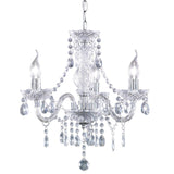 Chrome & Clear Acrylic Crystal Traditional 3 Lamp Pendant Chandelier