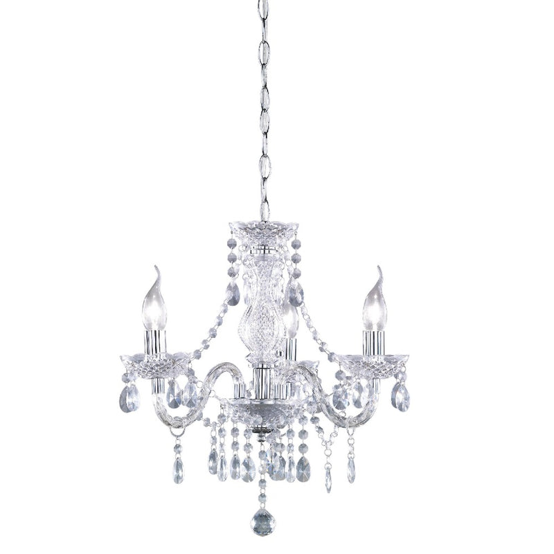 Chrome & Clear Glass Traditional 3 Lamp Chandelier