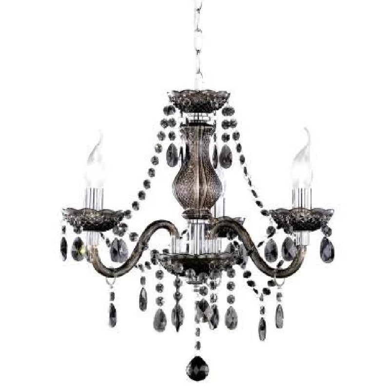 Chrome & Black Crystal Traditional 3 Lamp Pendant Light
