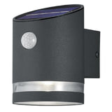 LED Anthracite Outdoor Solar Power Cylindrical Wall Light with PIR