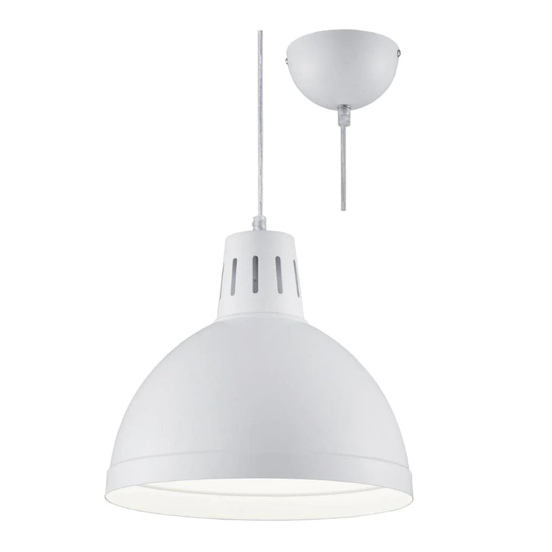 Matt White Vintage Retro Dome Pendant Light 30cm