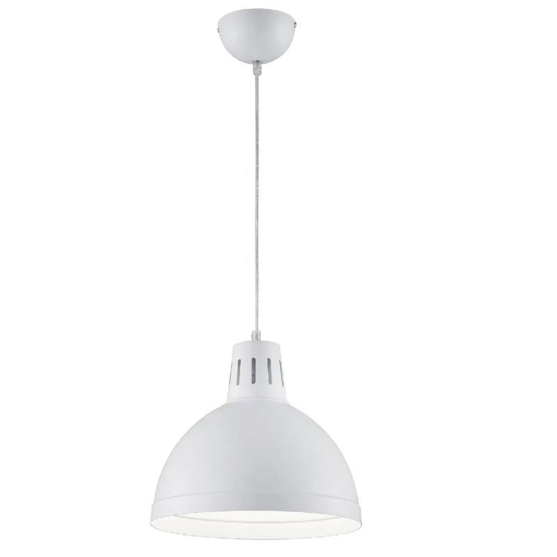 Matt White Industrial Pendant Ceiling Light 300mm