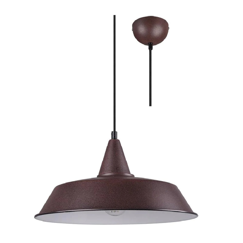 Rusty Brown Vintage Retro Shallow Dome Pendant Light 35cm