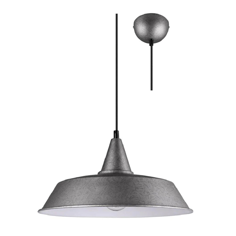 Antique Nickel Vintage Retro Shallow Dome Pendant Light 35cm