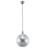 Satin Chrome & Clear Glass Industrial Style Pendant Light 300mm