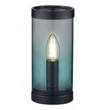 Black & Turquoise Glass Vintage Cylindrical Table Lamp 22cm