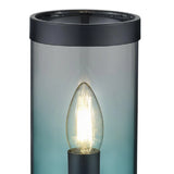 Black & Turquoise Blue Glass Cylindrical Vintage Table Light