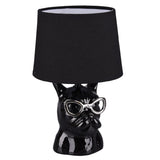 Black Ceramic Bulldog Puppy Dog Retro Table Lamp with Black Shade