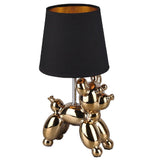 Gold Ceramic Balloon Dog with Black Shade Table Lamp 33cm