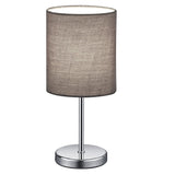 Chrome Modern Stem Slimline Table Lamp with Grey Drum Shade 28cm