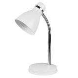 Matt White & Chrome Modern Adjustable Metal Desk Table Lamp 33cm