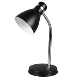Matt Black & Chrome Modern Adjustable Metal Desk Table Lamp 33cm