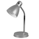 Titanium Silver & Chrome Modern Adjustable Metal Desk Table Lamp 33cm